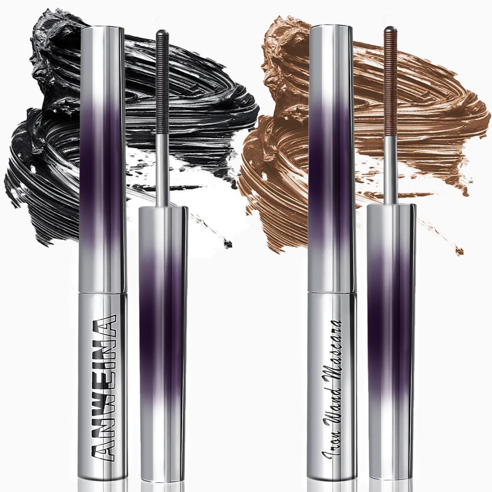2PCS Upgrade Iron Wand Mascara, Telescopic Tubing Mascara Black Washable Metal WandMascara, 3D Curling Iron Wand Fiber Lash ExtensionMascara Non-Clumping Smudge-Proof Long Lasting No-Flake
