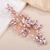 Rumtock Pink Crystal Hair Comb with Pearl Side Headpiece for Wedding Brides Women Handmade Jewelry (Pink) view 3