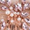 Rumtock Pink Crystal Hair Comb with Pearl Side Headpiece for Wedding Brides Women Handmade Jewelry (Pink) view 4