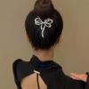 Aneneiceera Vintage Crystal Bow Tail Hair Holder Clip Long Rhinestone Hair Barrettes Gold Ribbon Tail Hair Barrettes Metal Bow Banana Clip Barrette Accessories for Women (Gold) view 2