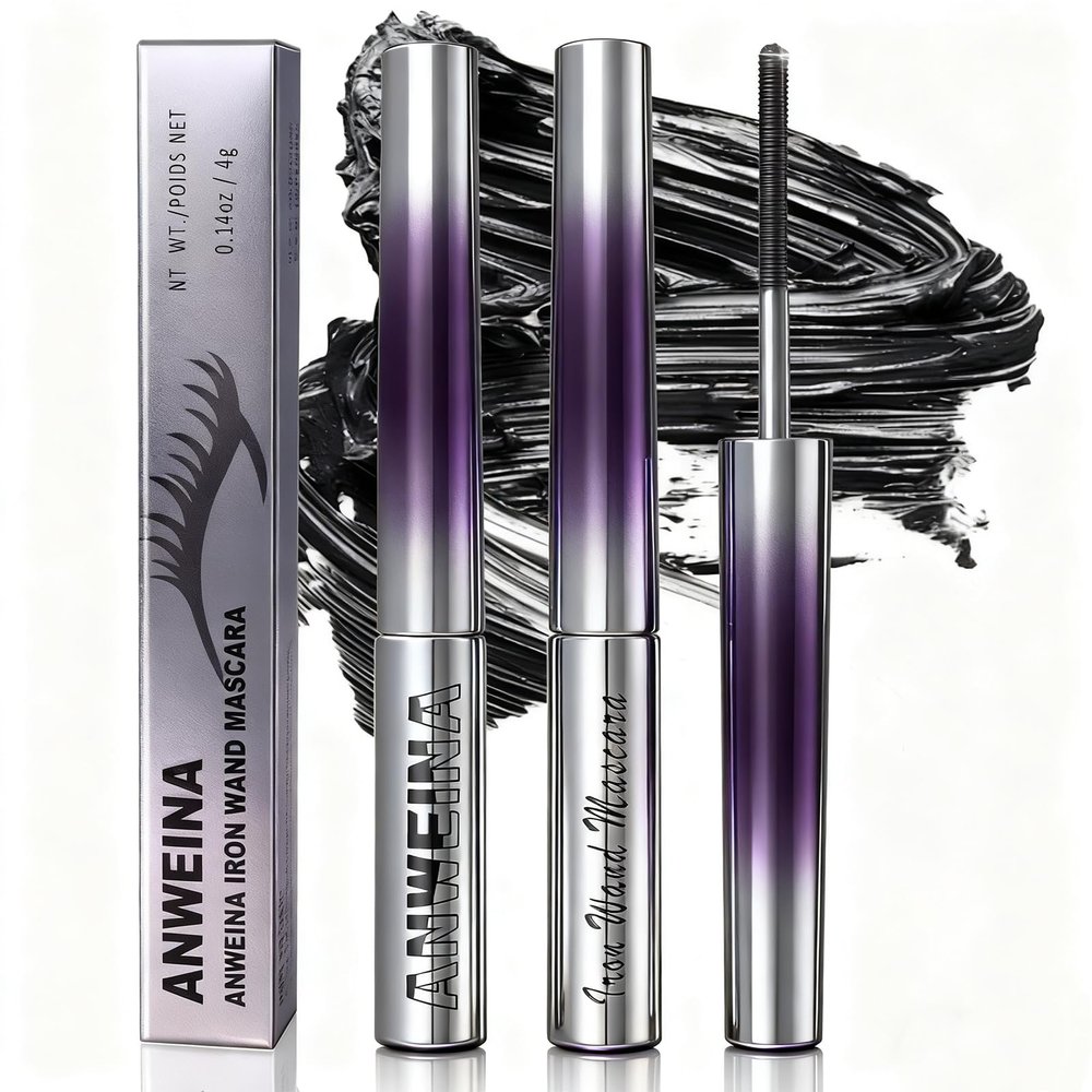 2PCS Upgrade Iron Wand Mascara, Telescopic Tubing Mascara Black Washable Metal WandMascara, 3D Curling Iron Wand Fiber Lash ExtensionMascara Non-Clumping Smudge-Proof Long Lasting No-Flake