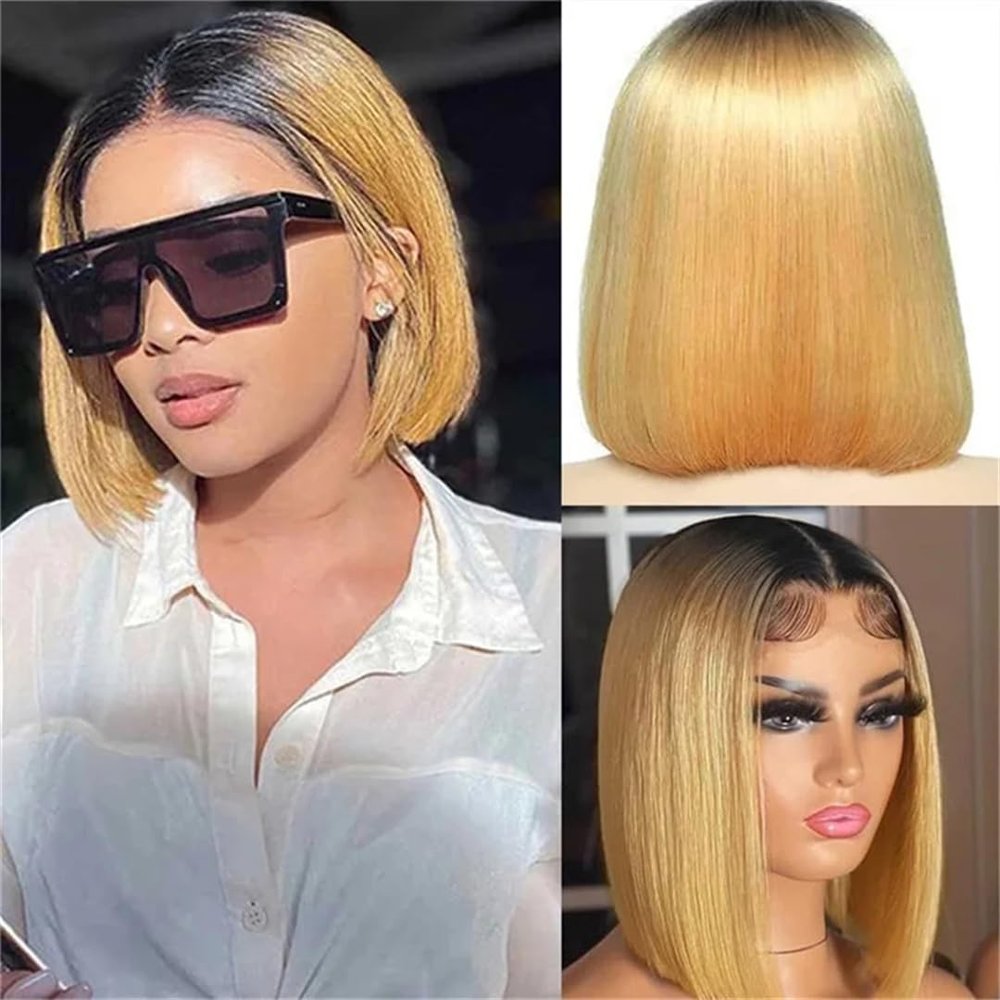 13X4 HD Bone Straight Lace Frontal Human Hair Brazilian Short Bob Wig Braiding