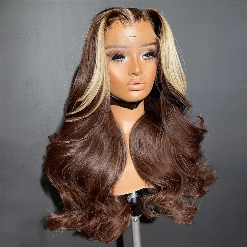 13X4 Synthetic Lace Front Wigs Body Wave Frontal 180% Density For Women Pre Plucked Wig