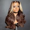 13X4 Synthetic Lace Front Wigs Body Wave Frontal 180% Density For Women Pre Plucked Wig view 1