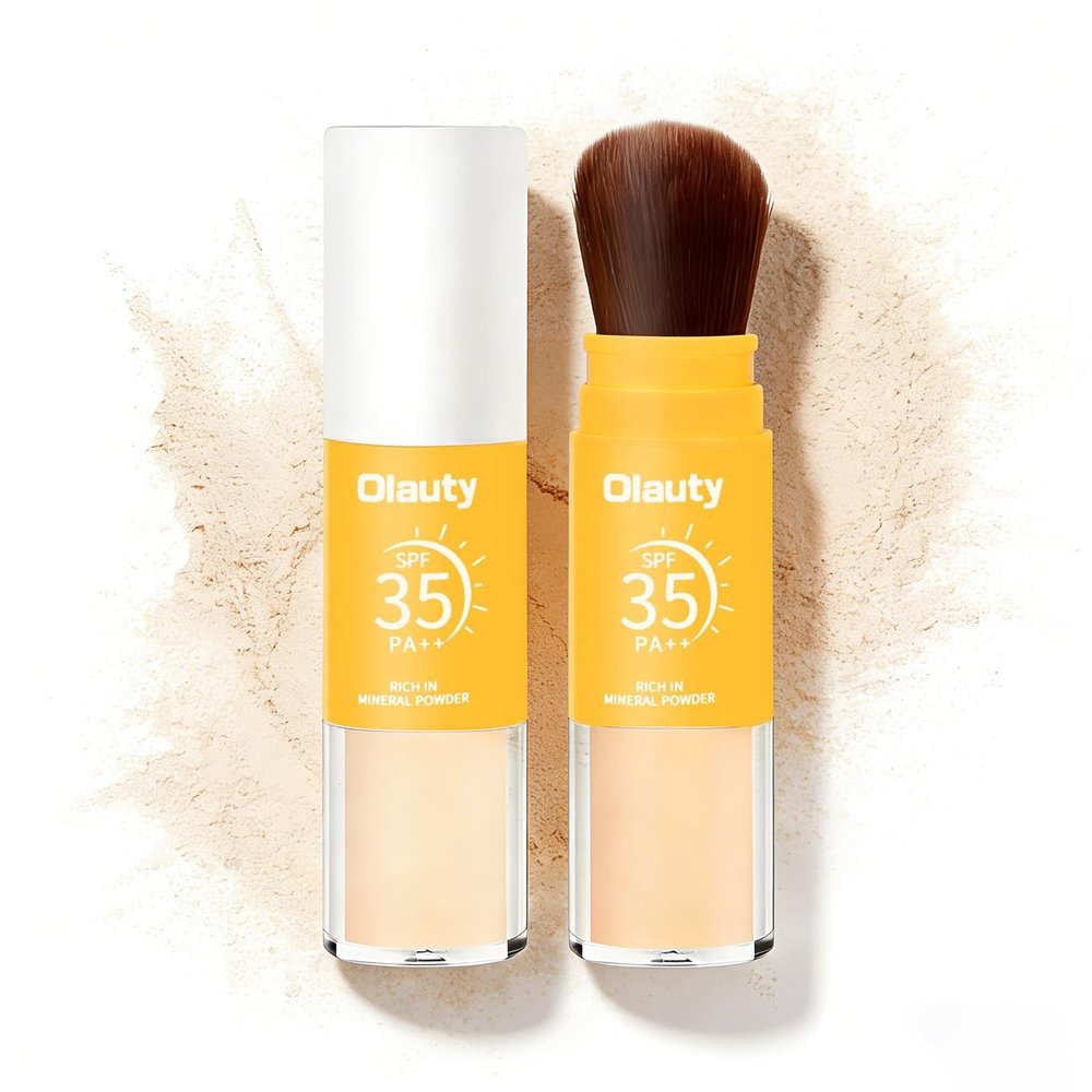 Mineral Sunscreen Setting Powder, Powder Scalp Sunscreen for Face, Powder SPF 35, Lightweight, Long Lasting, Oil Control, Natural Matte Finish, Breathable for All Skin