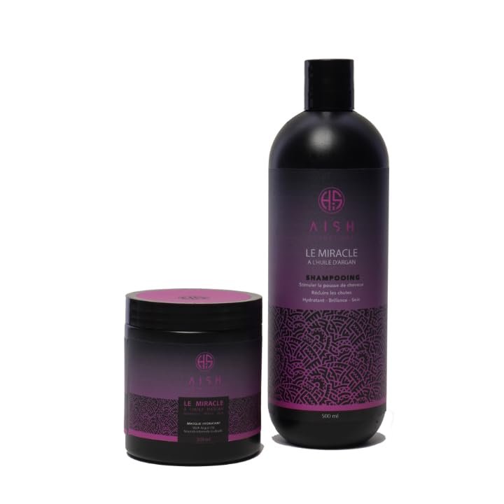 AISH Le Miracle Hair Care Set, Argan Oil Shampoo and Color Fixing Mask, 500ml Shampoo - 250ml Mask