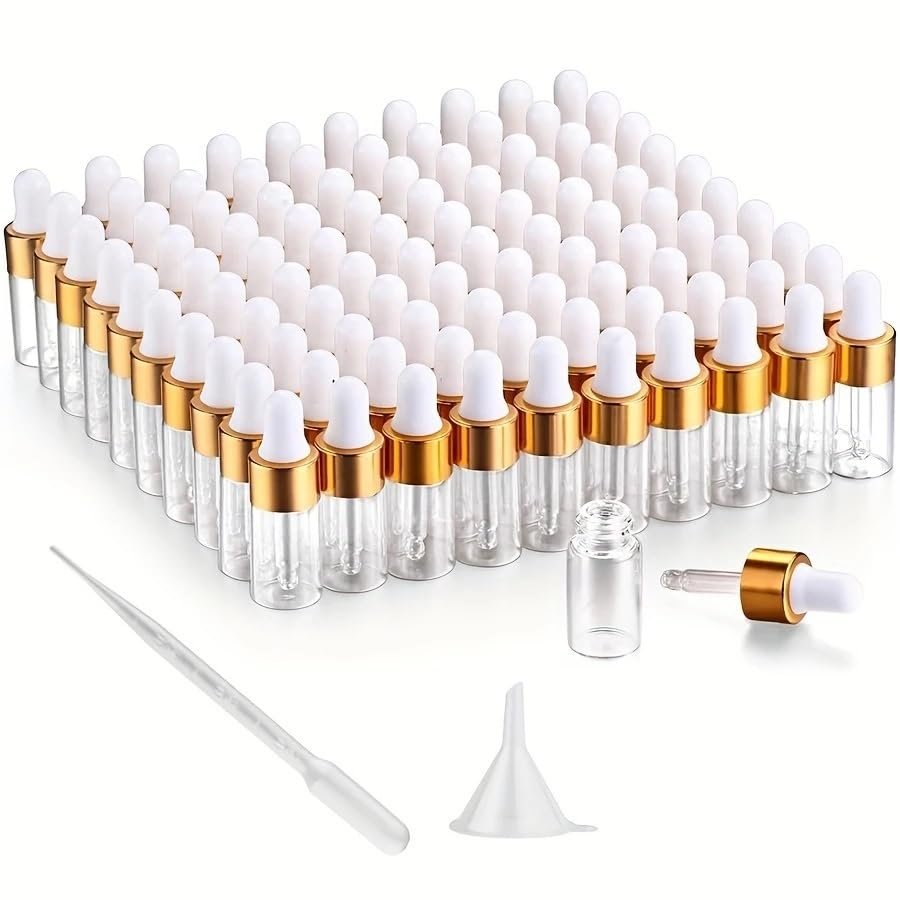 100, 3ml Clear Glass Dropper Bottle, Mini Glass Eye Dropper Vials With Pipette For Essential Oils Empty Dropper With Pipette Sample Test Tubes Travel Perfume Liquid Container