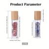 10pcs 0.34oz Jade Roller Bottles with Crystal Chips - Refillable Glass Essential Oil & Perfume Containers, Travel-Friendly with Bamboo Caps view 2