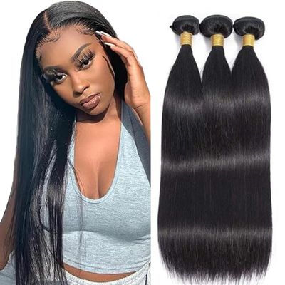 08 10 12 Inch Natural Black Color Human Hair Bundles Straight Bundle 3 Bundles 300gHuman Hair Bundles 12A Unprocessed Raw Brazilian Virgin Soft Quick Weave for Black Women