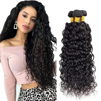 08 10 12 Inch Natural Black Color Human Hair Bundles Water Wave Bundle 3 Bundles 300gHuman Hair Bundles 12A Unprocessed Raw Brazilian Virgin Soft Quick Weave for Black Women