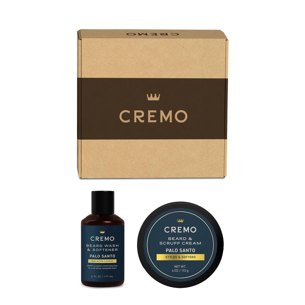 Cremo Palo Santo 2n1 Beard Wash & Softener + Palo Santo Beard & Scruff Cream Set for Short Beards