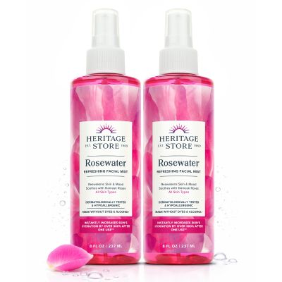 HERITAGE STORE Rosewater Facial Mist 2-Pack, Hydrating Face Spray, 8 fl oz