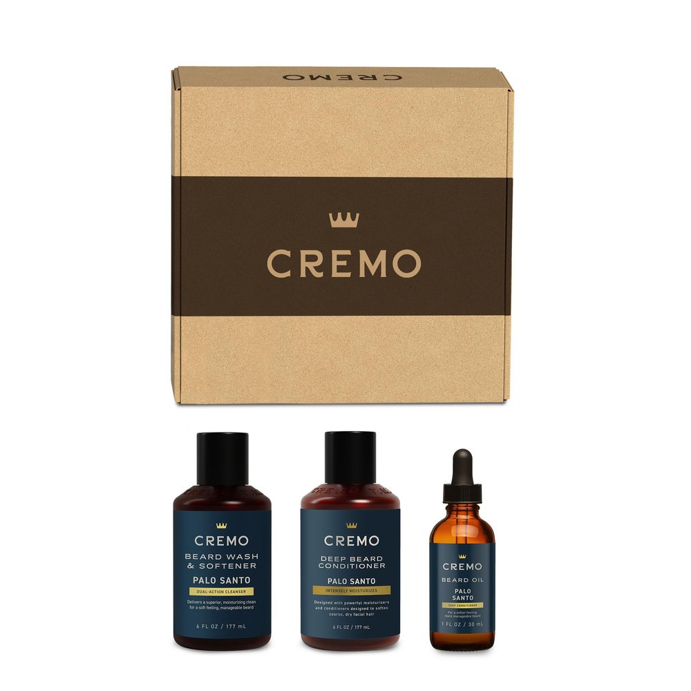 Cremo Palo Santo 2n1 Beard Wash & Softener + Deep Conditioner + Oil Set for Medium to Long Beards