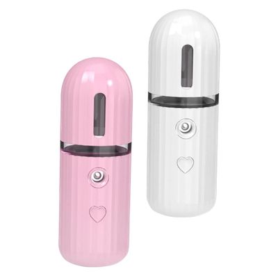 PartyKindom Handy Moisturizing Mist Sprayer 2-Pack Portable USB Rechargeable Facial Humidifier for Hydration and Skin Care for Travel and Daily Use