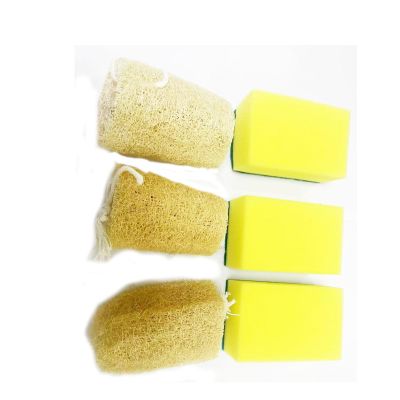 10 Pieces Natural loofah Sponge and 30 Pieces Thickened Cleaning Sponge Set, Bathroom and Kitchen Cleaning Supplies, Suitable for Men and Women Shower Device Bath Device