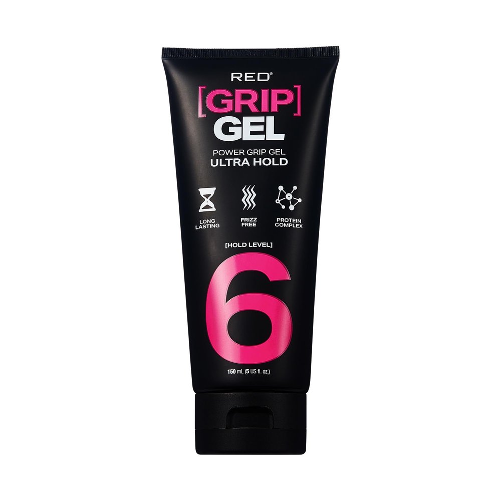 Red by Kiss Power Grip Gel Long-Lasting Hold, Frizz-Free, High Shine, Protein Complex, Edge Control & Curl Definition (Ultra Hold, 5 oz)