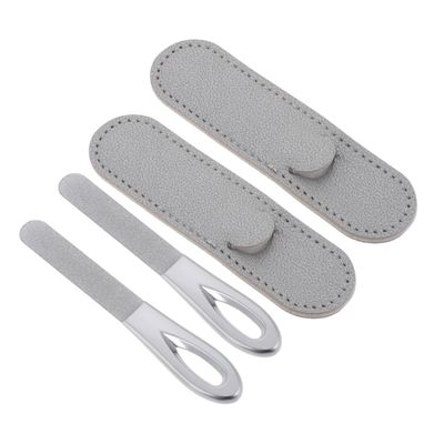 FOMIYES 2sets Double-Sided Nail File with Non-Slip Handle Portable Stainless Steel Manicure Tools for Thick Toenails and Fingernails for Home and Travel Use
