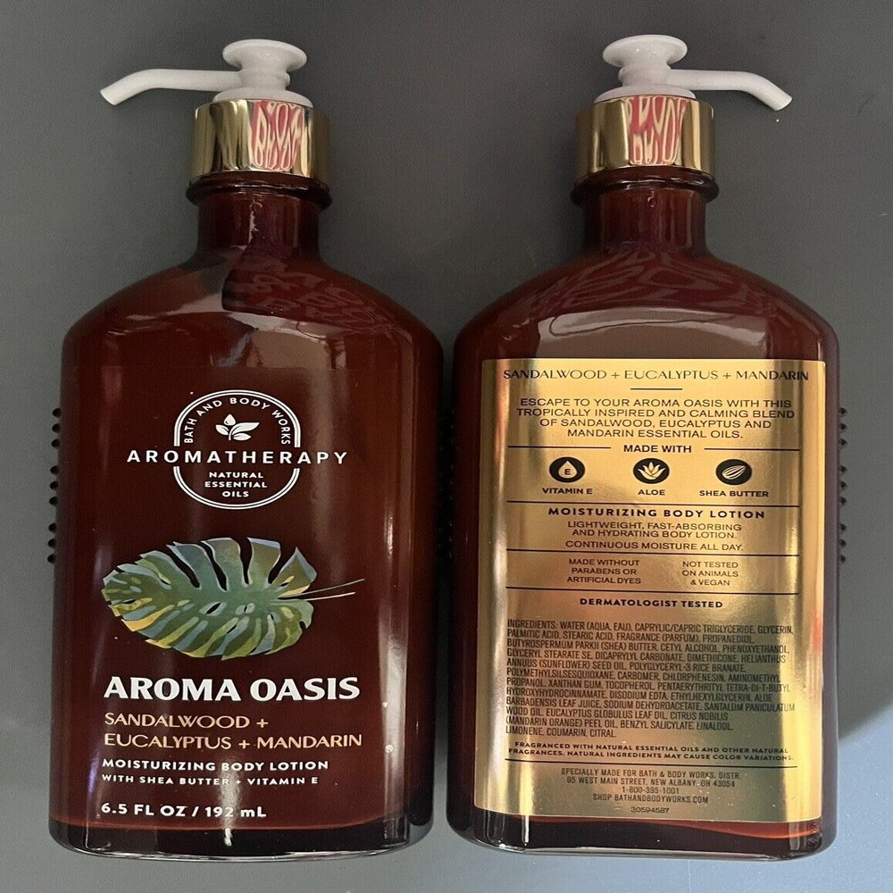 2 Aromatherapy SANDALWOOD EUCALYPTUS MANDARIN Moisturizing Bath Body Lotion 6.5 Ounce