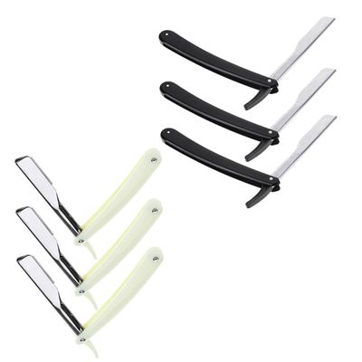 Ipetboom 6pcs Beard Grooming Kit for Men Manual Razor Barber Shaver Mustache Trimmer Eyebrow Razor Holder Vintage Style Safe for Skin