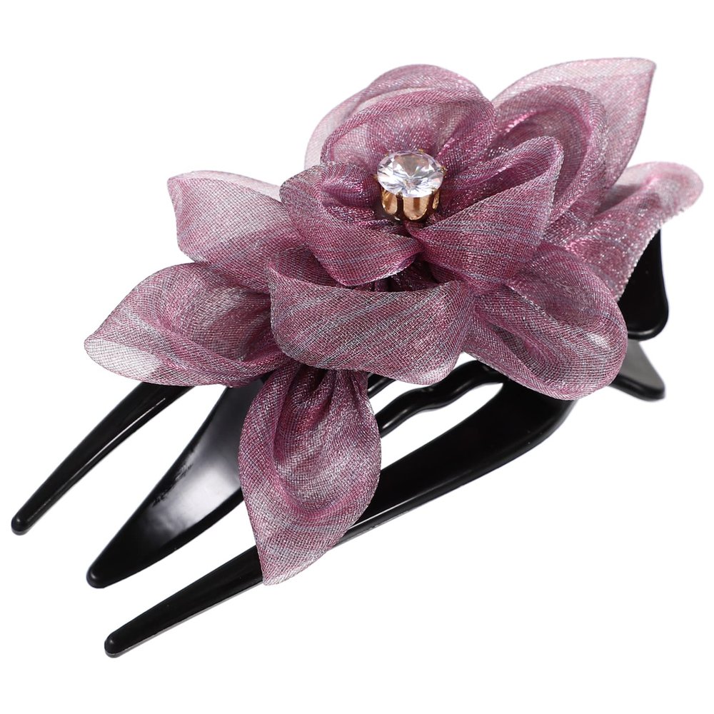 Didiseaon Elegant Flower Hair Clip French Style Decorative Clamp for Women for Updos and Casual Styles Fabric Flower Design Purple for Parties and Daily Wear