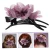 Didiseaon Elegant Flower Hair Clip French Style Decorative Clamp for Women for Updos and Casual Styles Fabric Flower Design Purple for Parties and Daily Wear view 3
