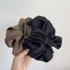 2 Pieces Jumbo Satin Silk Scrunchies for Women 7.5 Inches Large Oversize Scrunchies For Thick Hair Ties Hair Ornament (Black and Brown) view 2