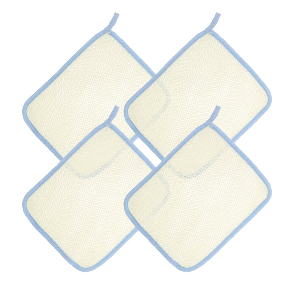 FOMIYES 4pcs Double-sided Exfoliating Washcloths Nylon Soap Foaming Body Scrubber for Spa Bath and Skin Care Lightweight Travel-friendly Towel Beige