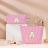 Fohufo Travel Essentials - Portable Travel Makeup Bag Set for Women, Portable Initial Travel Toiletry Bag, Makeup Pouch Organizer Cosmetic Bag Birthday Gifts for Women, Pink Letter D view 2