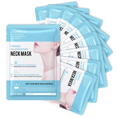 LingHaoLH Neck Firming Mask Set,Non-greasy Tighten Lift Firming Neck Mask Skincare Moisturizer, 10 Pieces Deep Moisturizing Masks for Tightening, All Skin Type