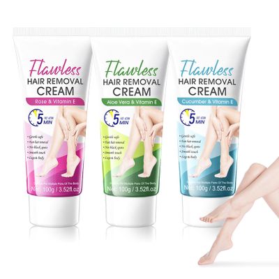 3PCS Hair Removal Cream for Women and Men,Painless Depilatory Cream for Face,Underarms,Leg,Bikini,Gentle Fast Hair Removal Lotion,Moisturizing Depilatory Set at Home, 3.5 Oz