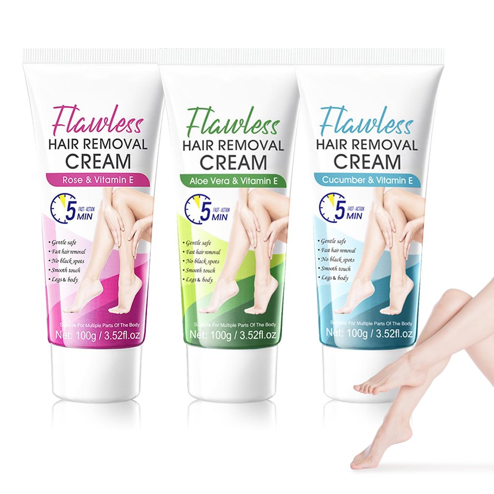 3PCS Hair Removal Cream for Women and Men,Painless Depilatory Cream for Face,Underarms,Leg,Bikini,Gentle Fast Hair Removal Lotion,Moisturizing Depilatory Set at Home, 3.5 Oz