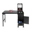 Cbhfmljd Rolling Makeup Case with 3 Drawers, Portable Manicure Table Lockable Makeup Train Case with Foldable Portable Nail Desk Cosmetic Travel Case with LED Light & Key for Hair Barbers/Stylists view 1