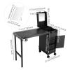 Cbhfmljd Rolling Makeup Case with 3 Drawers, Portable Manicure Table Lockable Makeup Train Case with Foldable Portable Nail Desk Cosmetic Travel Case with LED Light & Key for Hair Barbers/Stylists view 2