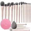 20pcs Pink Essential Makeup Brush Set Professional Powder Concealers Eye shadows Blush Eyeliner Eyebrow Contour Eye blending foundation kit (20pcs brush set with cleaner) view 1