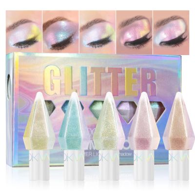 MooGlamor 6 Pcs Liquid Glitter Eyeshadow Set Colorful Eyeliner with Long-Lasting and Waterproof Shinning Eye Shadow Gift for Women Eye Makeup(Diamond C)