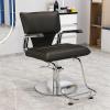 Barber Chairs for Barbershop with Armrests 360 Swivel Hydraulically Liftable Leather Salon Chair with A Silver Stainless Steel Base and Footrest for Barbershop Hair Salon Spa(Black) view 1
