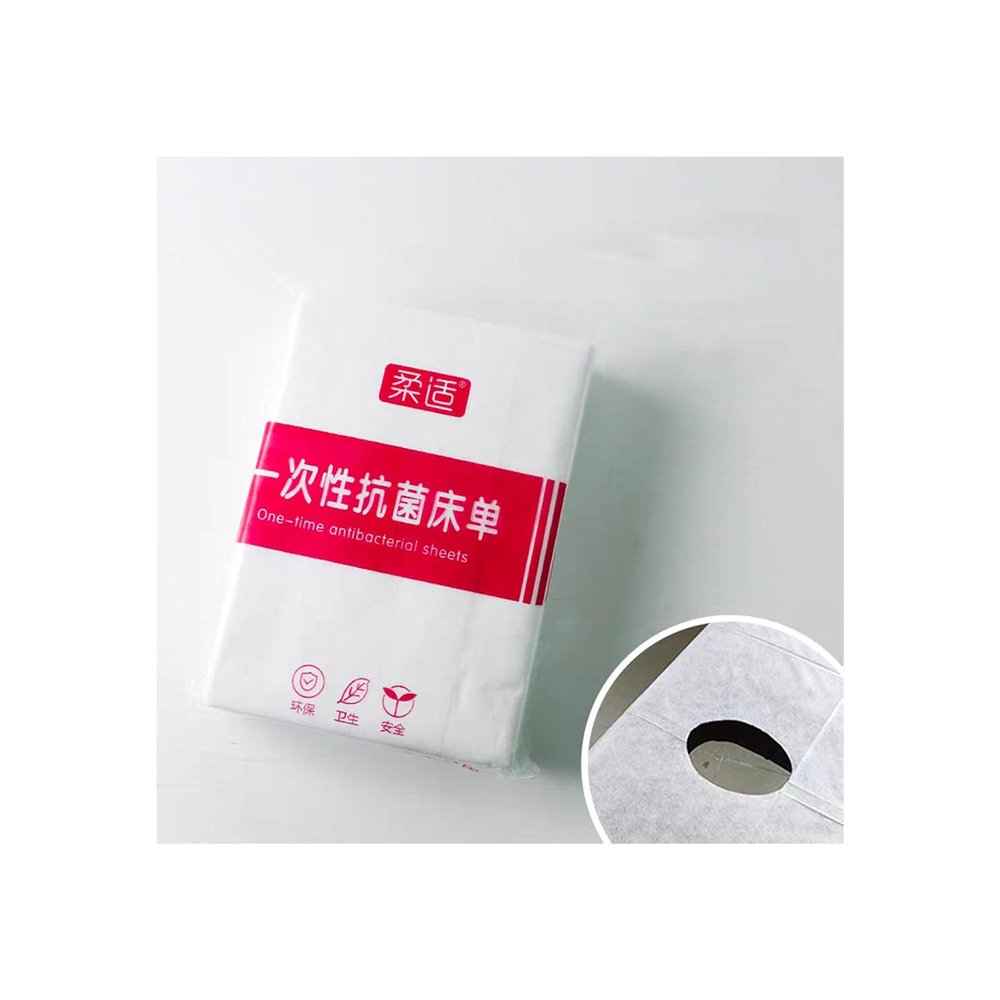 60PCS Disposable Bed Sheets Massage Table Sheets with Holes Non-Woven Fabric Breathable Bed Cover for SPA Tattoo Beauty Salon