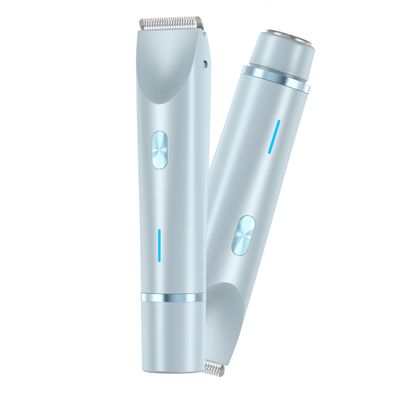 Body Trimmer for Woman Bikini Face, Dual-Head Electric Razor USB Rechargeable Wet Dry Use (Blue)