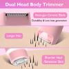Bikini Trimmer for Women, Dual Head Electric Razors, Pubic Hair Trimmer with IPX7 Waterproof & Easy Cleaning, Rechargeable Painless Silk Glide Pro Shaver for Underarm Leg Arm Body Face, Cherry view 2