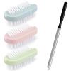 4PCS Nail Brush Long Toe Nail File Set - 3Pcs Two Sided Nail Scrubber Brushes for Cleaning Fingernails and 1Pcs Stainless Steel Long Toe Nail File for Thick Nails, Efficient Nail Care Tool view 1