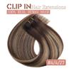 Clip in Hair Extension Real Human Hair Balayage Clip in Extensions for Women 80g/5pcs Balayage Chocolate Brown to Caramel Blonde Human Hair Extensions Clip ins 14 Inch Gift view 2