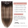 Clip in Hair Extension Real Human Hair Balayage Clip in Extensions for Women 80g/5pcs Balayage Chocolate Brown to Caramel Blonde Human Hair Extensions Clip ins 14 Inch Gift view 3