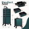 AROUS Rolling Makeup Train Case 4 in 1 Cosmetology Case on Wheels Large Storage Cosmetic Trolley with Key Salon Barber Case Traveling Cart Trunk, Green view 3