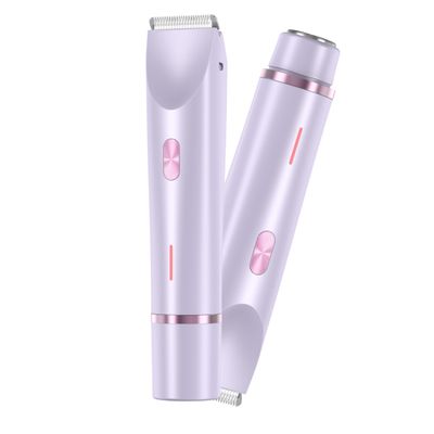 Body Trimmer for Woman Bikini Face, Dual-Head Electric Razor USB Rechargeable Wet Dry Use (Purple)
