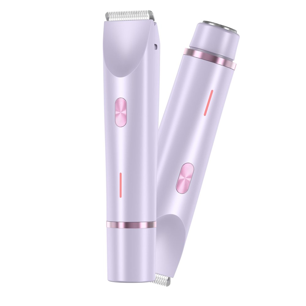 Body Trimmer for Woman Bikini Face, Dual-Head Electric Razor USB Rechargeable Wet Dry Use (Purple)