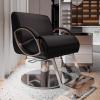 Salon Chairs for Hair Stylists with Spring Cushion 360 Rotation Free Lifting Leather Barber Chairs for Barbershop with Silver Stainless Steel Base and Footrest(Black) view 1