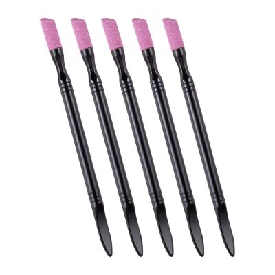 5 Pcs Double Headed Cuticle File Stone Quartzs Stone Nails File Cuticle Pusher Nails Grinding Pen Cuticle Remover Tool