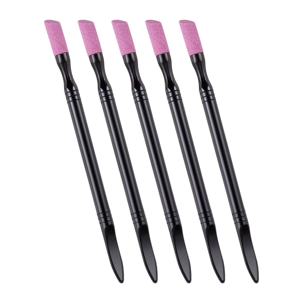 5 Pcs Double Headed Cuticle File Stone Quartzs Stone Nails File Cuticle Pusher Nails Grinding Pen Cuticle Remover Tool