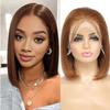 13X4 Chocolate Brown HD Lace Glueless Wigs Human Hair Pre Plucked Pre Cut Bob Wig Human Hair Glueless Wigs Human Hair 180% Density Short Straight Bob Wigs for Black Women 14 Inch view 1