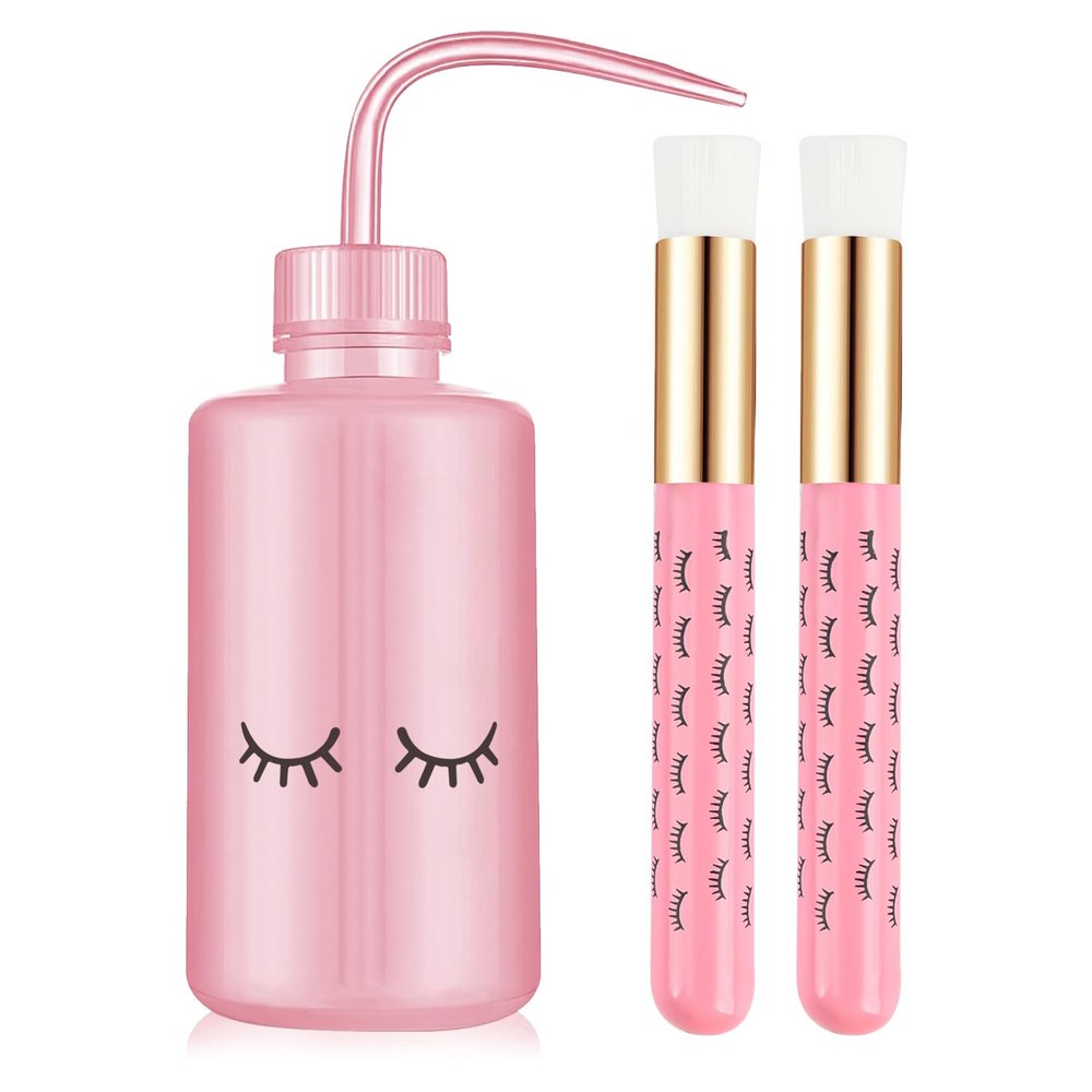 3 PCS Lash Shampoo Brush Sets with 1pcs 250 ML Plastic Satety Lash Tatoo Wash Bottles 2PCS Nose Blackhead Facial Cleaning Brush for Eyelash Extension Supplies (#style 3)